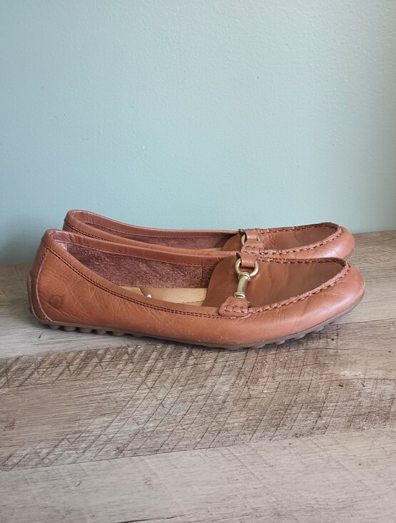 Born Shoes - Born Womens Old Money Penny Loafers 8.5 Tan Horsebit Equestrian Preppy Classic